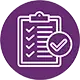 An icon of a clipboard with a checklist.