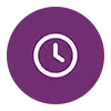 Icon of a clock in a purple circle