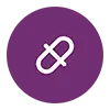 Icon of a link in a purple circle.